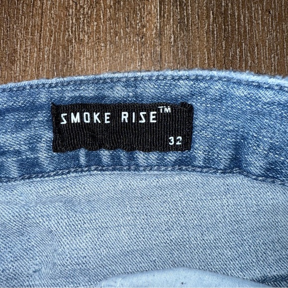 Smoke Rise Denim Shorts Distressed Patched Paint Splatters Blue - Picture 3 of 8